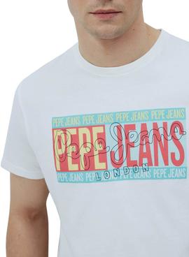 Camiseta Pepe Jeans Mark Blanco Para Hombre