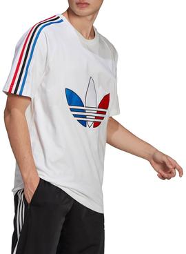 Camiseta Adidas Adicolor Tricolor Blanco Hombre