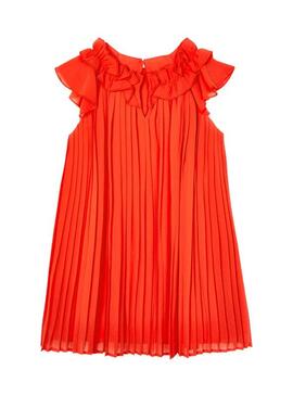 Vestido Mayoral Plisado Rojo Para Niña