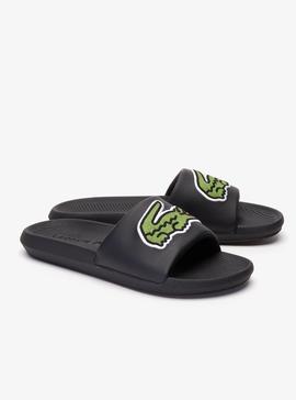 Chanclas Lacoste Croco Negro para Hombre