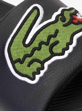 Chanclas Lacoste Croco Negro para Hombre