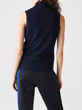 Polo Lacoste Sin Mangas Azul Marino Para Mujer