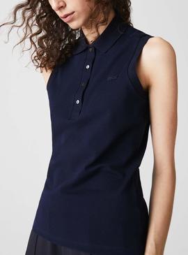 Polo Lacoste Sin Mangas Azul Marino Para Mujer