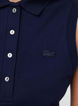 Polo Lacoste Sin Mangas Azul Marino Para Mujer