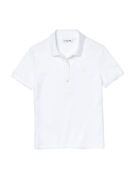 Polo Lacoste Basic Blanco Para Mujer