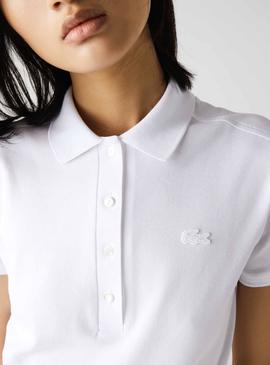 Polo Lacoste Basic Blanco Para Mujer