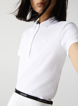 Polo Lacoste Basic Blanco Para Mujer