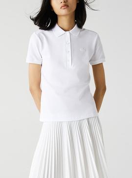 Polo Lacoste Basic Blanco Para Mujer