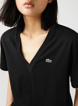 Camiseta Lacoste V-neck Negro para Mujer