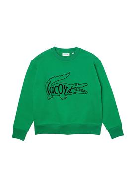 Sudadera Lacoste Oversize Verde Para Mujer