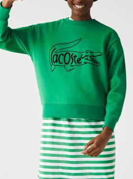 Sudadera Lacoste Oversize Verde Para Mujer