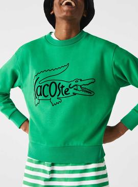Sudadera Lacoste Oversize Verde Para Mujer