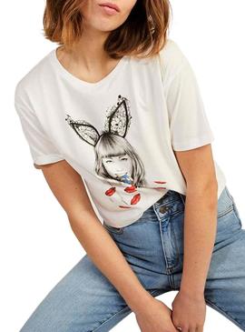 Camiseta Naf Naf Con Ilustración Blanco Para Mujer