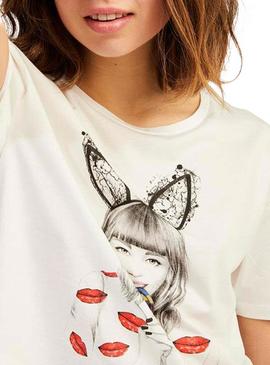 Camiseta Naf Naf Con Ilustración Blanco Para Mujer