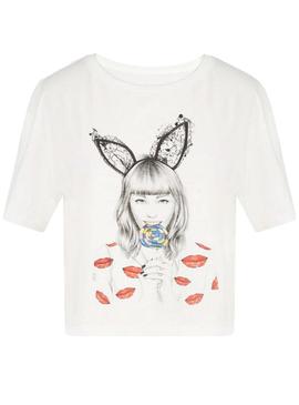 Camiseta Naf Naf Con Ilustración Blanco Para Mujer