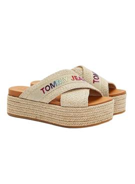 Sandalias Tommy Jeans Rainbow Beige Para Mujer