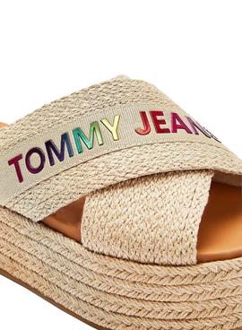 Sandalias Tommy Jeans Rainbow Beige Para Mujer