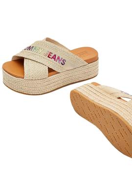 Sandalias Tommy Jeans Rainbow Beige Para Mujer