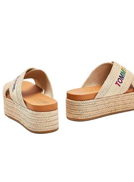 Sandalias Tommy Jeans Rainbow Beige Para Mujer