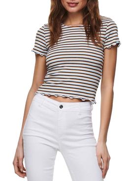 Camiseta Only Emma Stripe Blanco Para Mujer