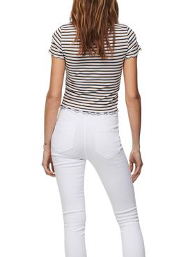 Camiseta Only Emma Stripe Blanco Para Mujer