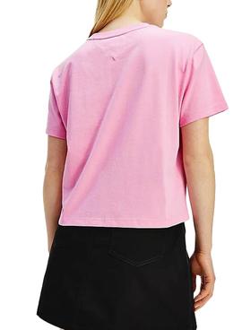 Camiseta Tommy Jeans Badge Rosa Para Mujer