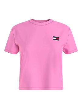 Camiseta Tommy Jeans Badge Rosa Para Mujer