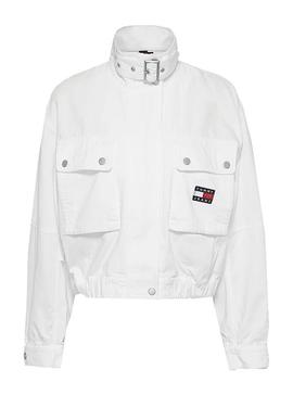 Chaqueta Tommy Jeans Crop Utility Blanco Mujer