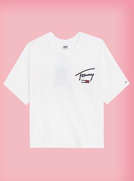 Camiseta Tommy Jeans Pastel Logo Blanco Para Mujer