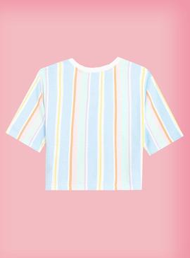 Camiseta Tommy Jeans Pastel Crop Rayas Multi Mujer