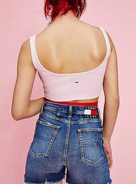 Top Tommy Jeans Pastel Crop Rib Rosa Mujer