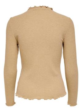 Camiseta Only Emma Beige Para Mujer