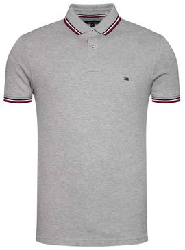 Polo Tommy Hilfiger Core Tipped Gris Para Hombre