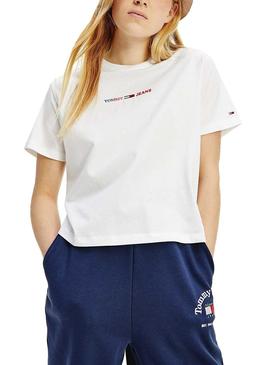 Camiseta Tommy Jeans Boxy Crop Blanco para Mujer