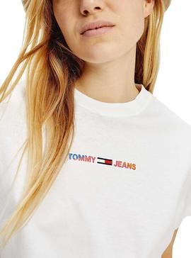 Camiseta Tommy Jeans Boxy Crop Blanco para Mujer