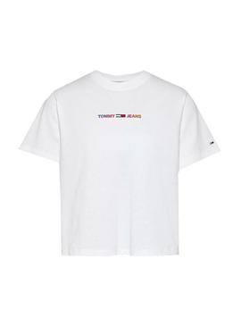 Camiseta Tommy Jeans Boxy Crop Blanco para Mujer