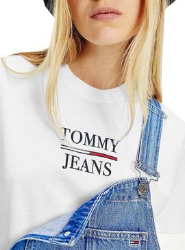Camiseta Tommy Jeans Boxy Crop Blanco Para Mujer