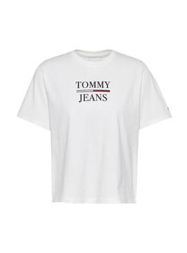 Camiseta Tommy Jeans Boxy Crop Blanco Para Mujer