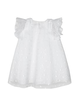 Vestido Mayoral Tul Topo Blanco Para Niña