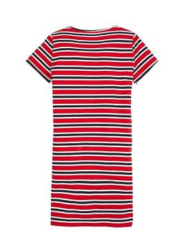 Vestido Tommy Hilfiger Rayas Rojo Niña