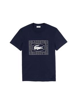 Camiseta Lacoste Vintage Logo Azul Hombre