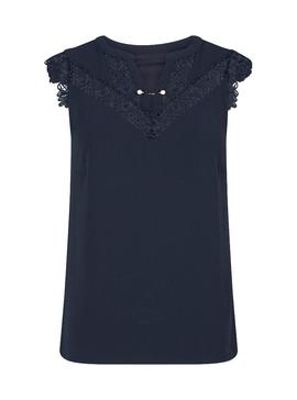 Blusa Naf Naf Tejidos Azul Marino Para Mujer