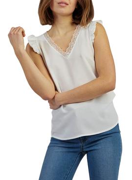 Blusa Naf Naf Puntillas Blanco Para Mujer