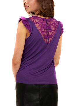 Blusa Naf Naf Puntillas Violeta para Mujer