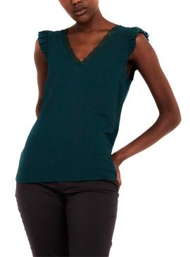 Blusa Naf Naf Puntillas Verde para Mujer