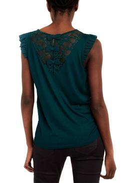 Blusa Naf Naf Puntillas Verde para Mujer