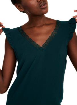 Blusa Naf Naf Puntillas Verde para Mujer