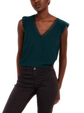 Blusa Naf Naf Puntillas Verde para Mujer