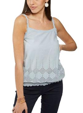 Blusa Naf Naf Crochet Azul Claro Para Mujer