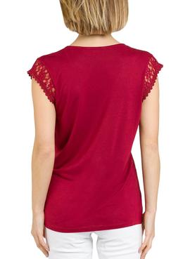 Blusa Naf Naf Puntillas Rojo Para Mujer